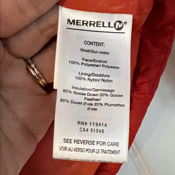 Merrell Down filled Puffer Jacket with Blue Accents - Picture 3 of 4